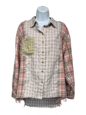 Paper Moon mixed print flannel shirt size medium